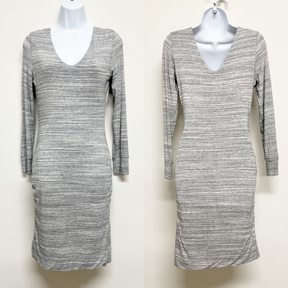Banana Republic Womens Gray Space Dye Side Rouching Long Sleeve Dress Size S